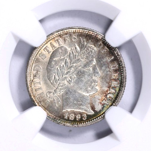 1893 10c NGC UNC DETAILS ~ ATTRACTIVE UNCIRCULATED SILVER BARBER DIME