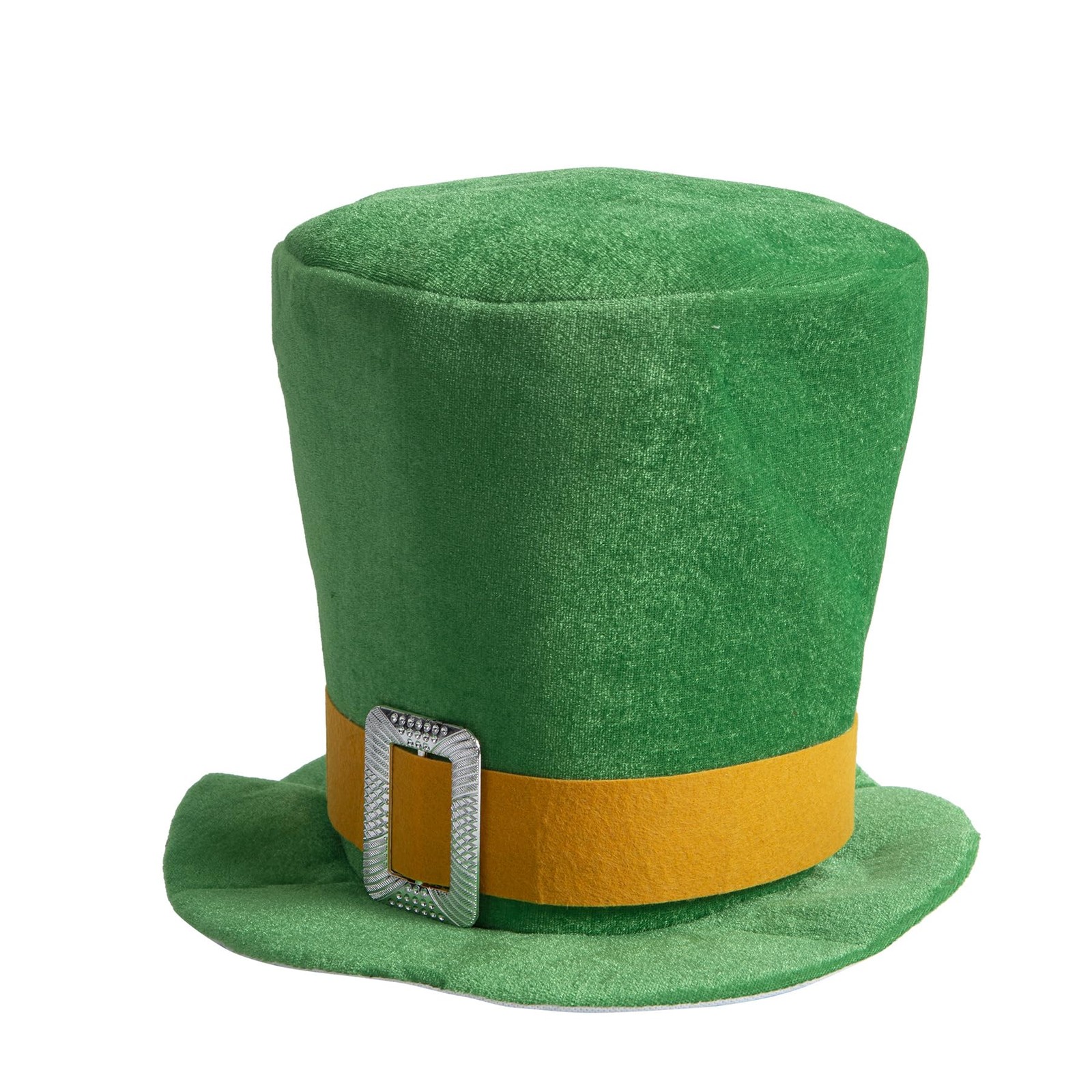 St Patricks Day Green Top Hat,Velvet Green Shamrock Hat, Irish Leprechaun Plu...