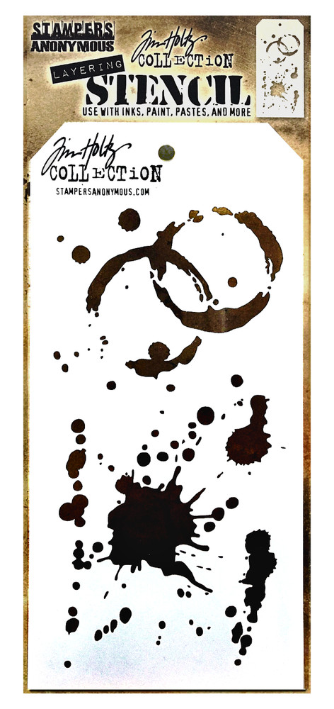 Tim Holtz Layering Stencil Coffee Ring Stain Splatters Mixed Media Art Pattern