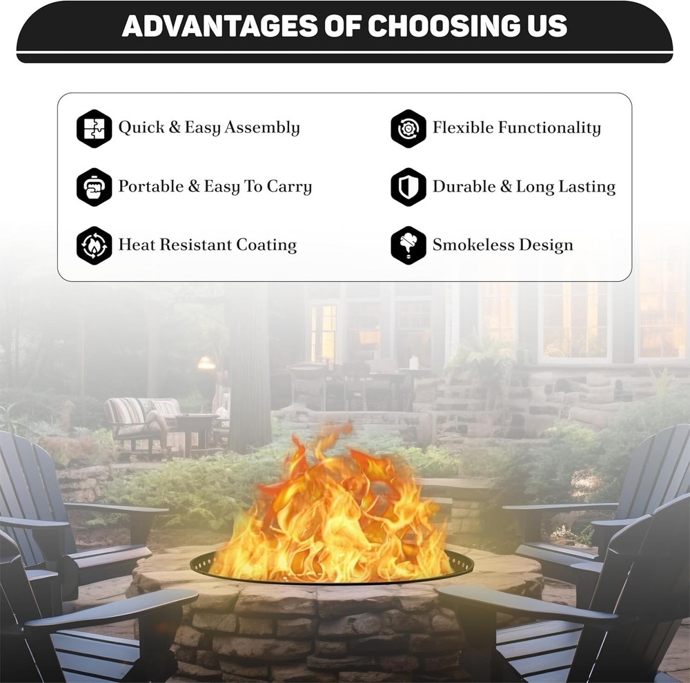 FEBTECH Smokeless Fire Ring Liner - 45" X 12" - Insert for in or Above-Ground