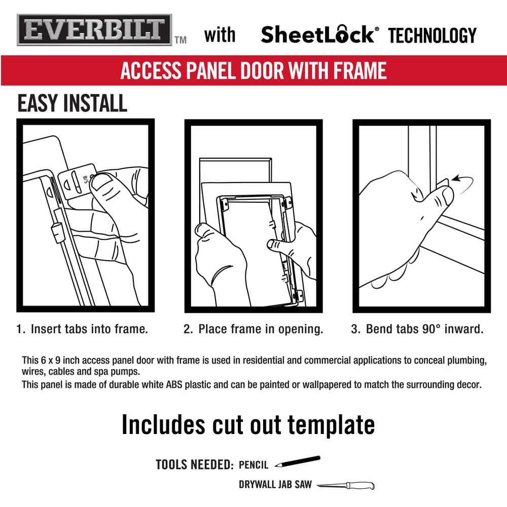 Access Panel Door Wall Ceiling 6x9 Inch Plastic Removable Paintable White Frame