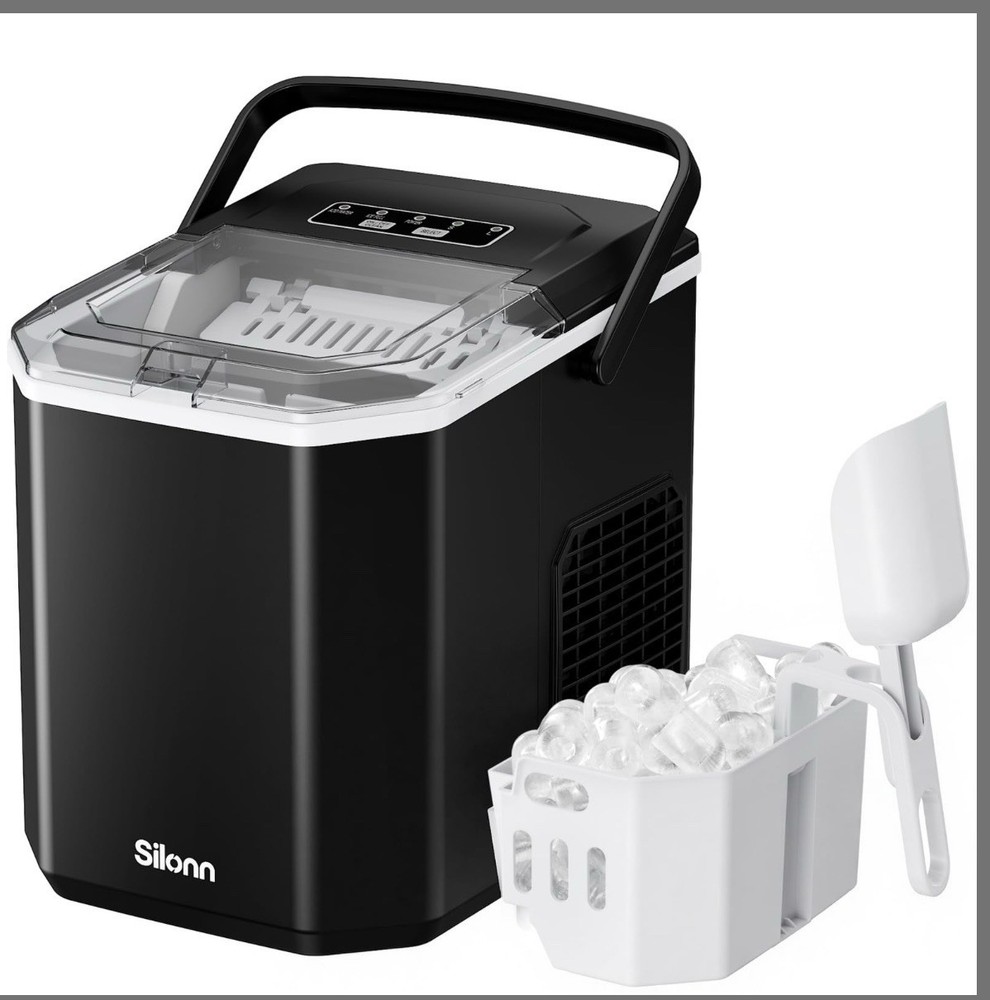Silonn Countertop Ice Maker, Portable Bullet Ice Machine With Handle