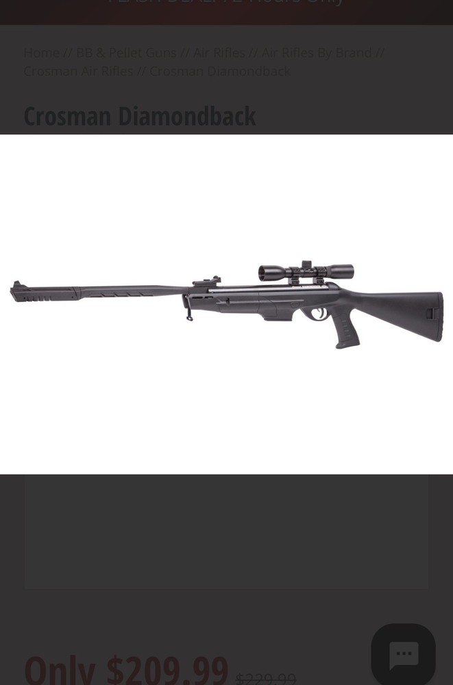 Crosman DIAMONDBACK .22CAL PELLET RIFLE  missing scope