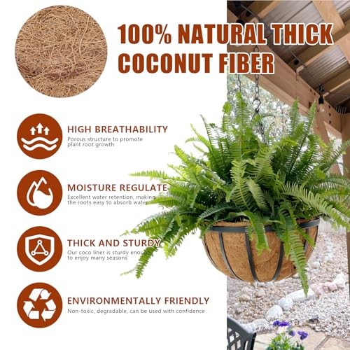 2pcs 20 inch Coco Liners for Hanging Baskets, Hanging Nut Pot Coconut Basket