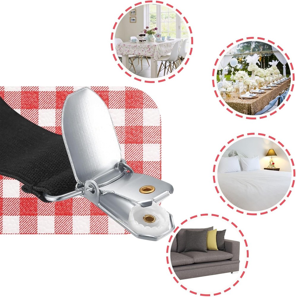 Table Cloth Holder Clips Hidden Strap 5 Pack Adjustable Elasticity Picnic