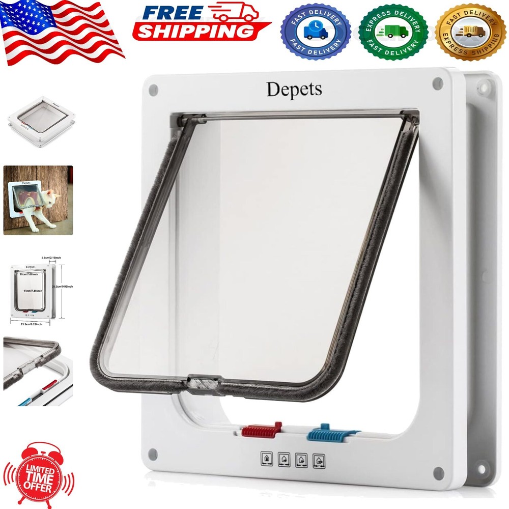Compact Weather-Resistant Cat Door – 4 Switching Modes for Maximum Control