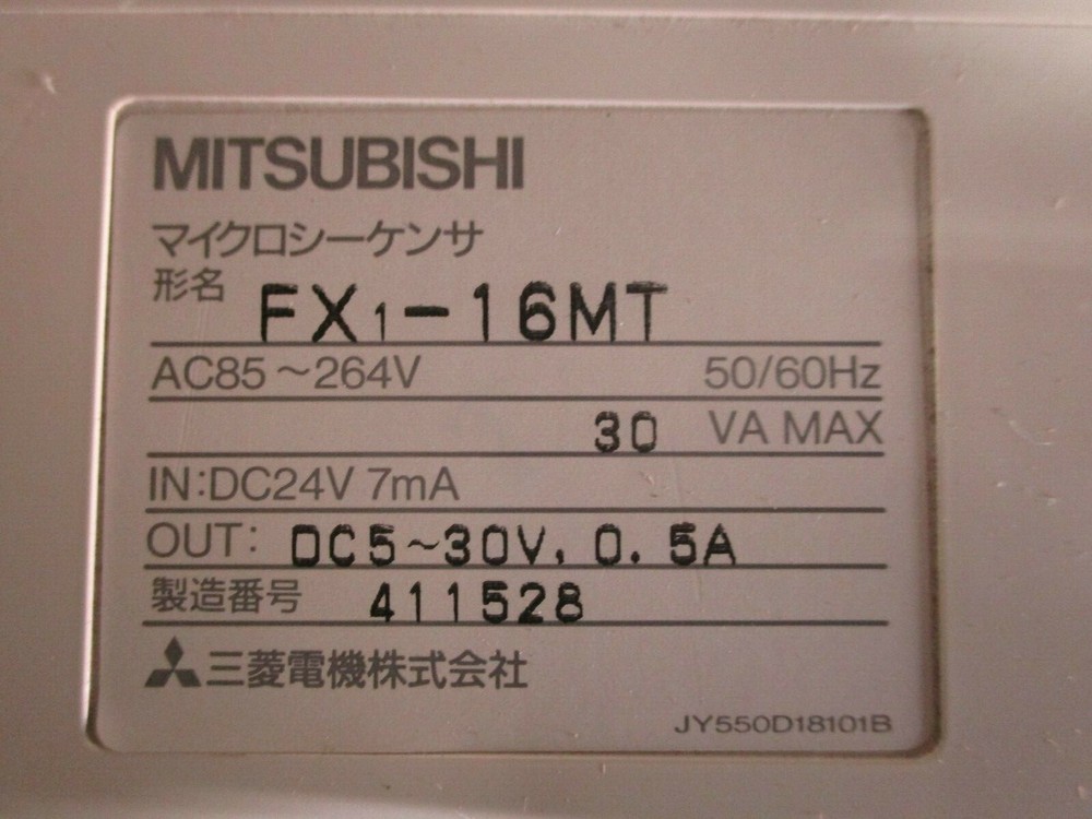 Mitsubishi FX1-16MT Melsec Programmable I/O Controller Unit 30VA 24VDC *Tested*