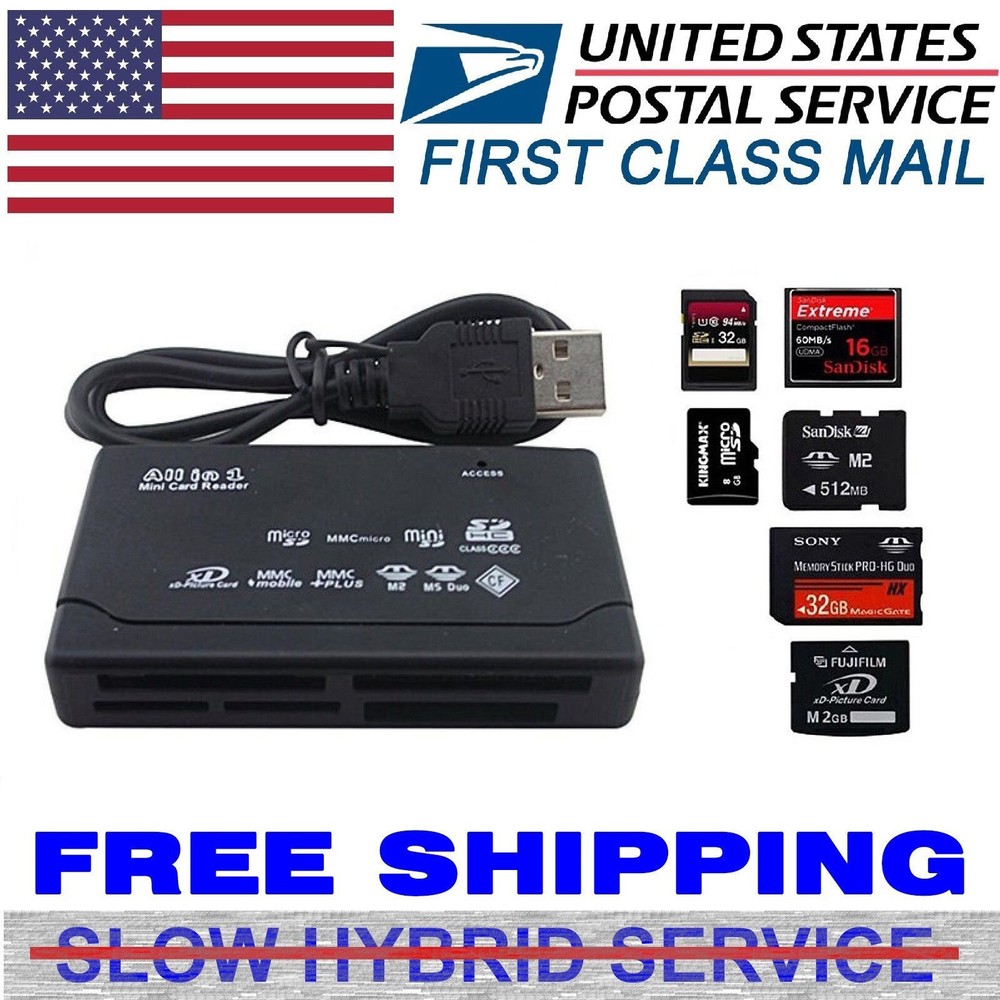 All in One 1 Memory Card Reader USB Adapter SD SDHC Mini Micro M2 MMC XD CF MS