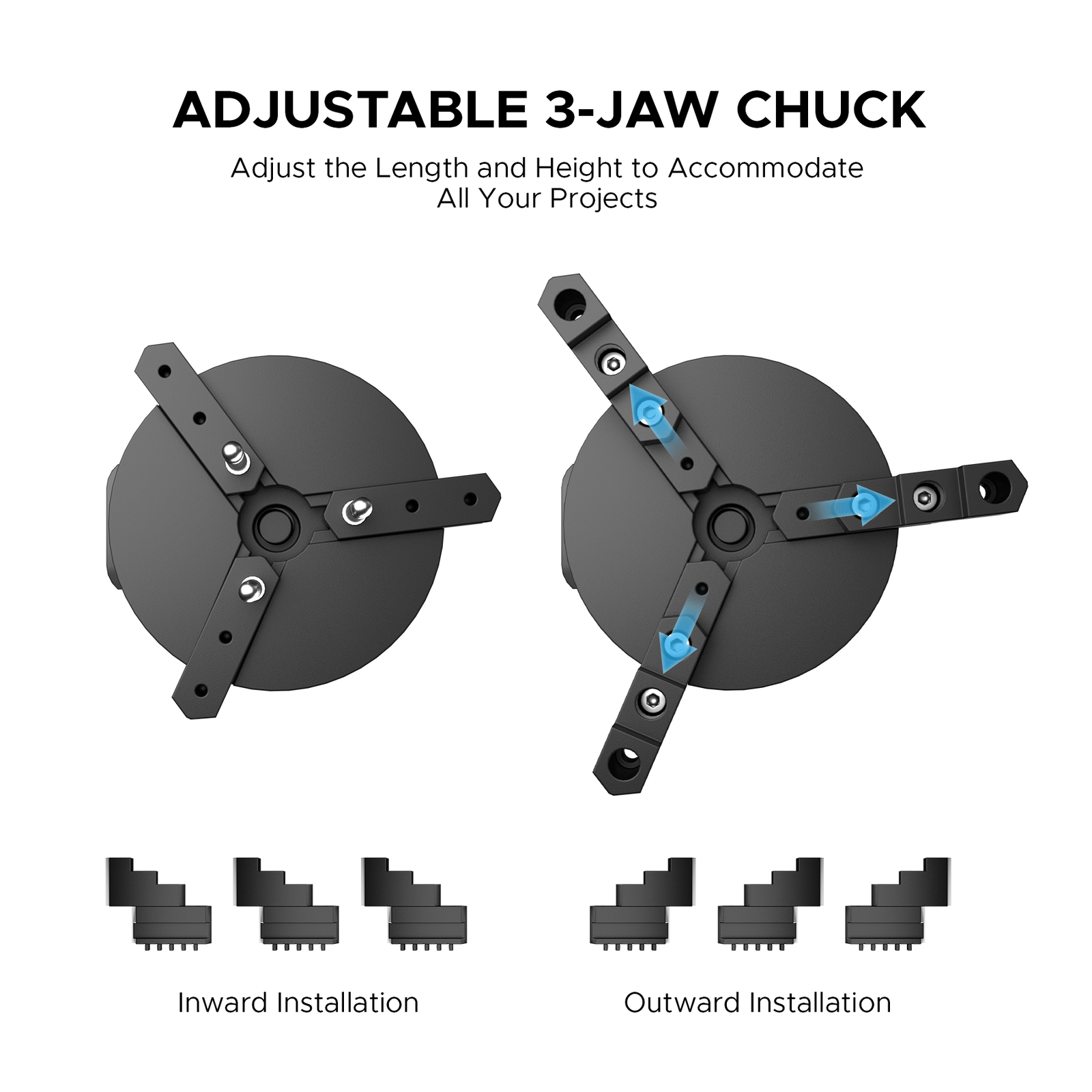 70mm Rotary Axis Attachment for Fiber Laser Engraver w 3 Jaw Rotary Chuck - Used