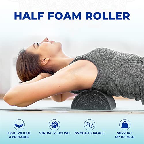 High-Density EPP Half Round Back Roller Foam, Exercise Foam Black 12 inch