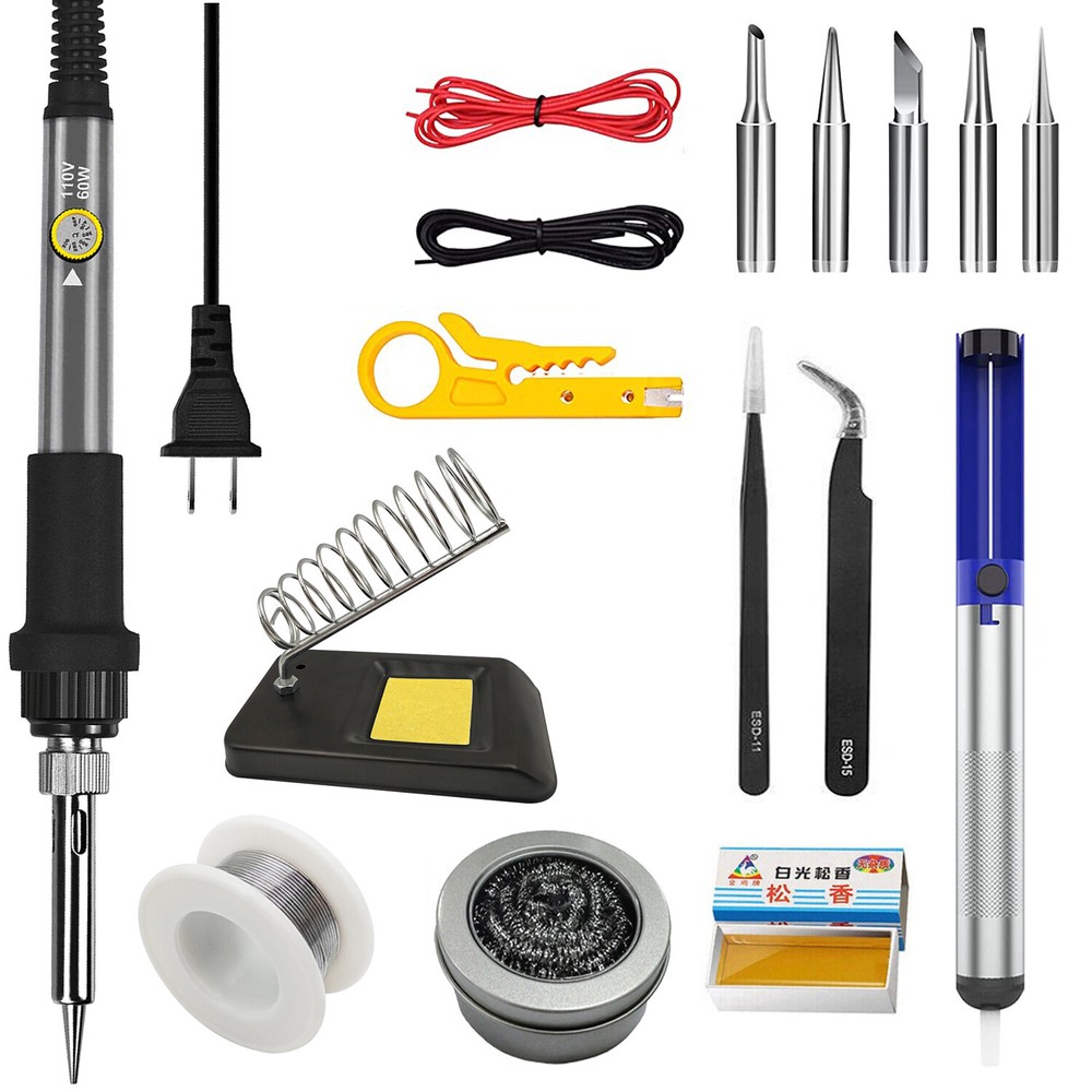 Soldering Iron Electric Gun Adjustable Temperature Welding Solder Wire Kit 60W