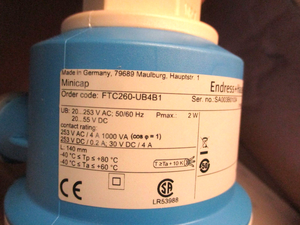 NEW ENDRESS HAUSER MINICAP FTC260-UB4B1 POINT LEVEL SWITCH PROBE SENSOR