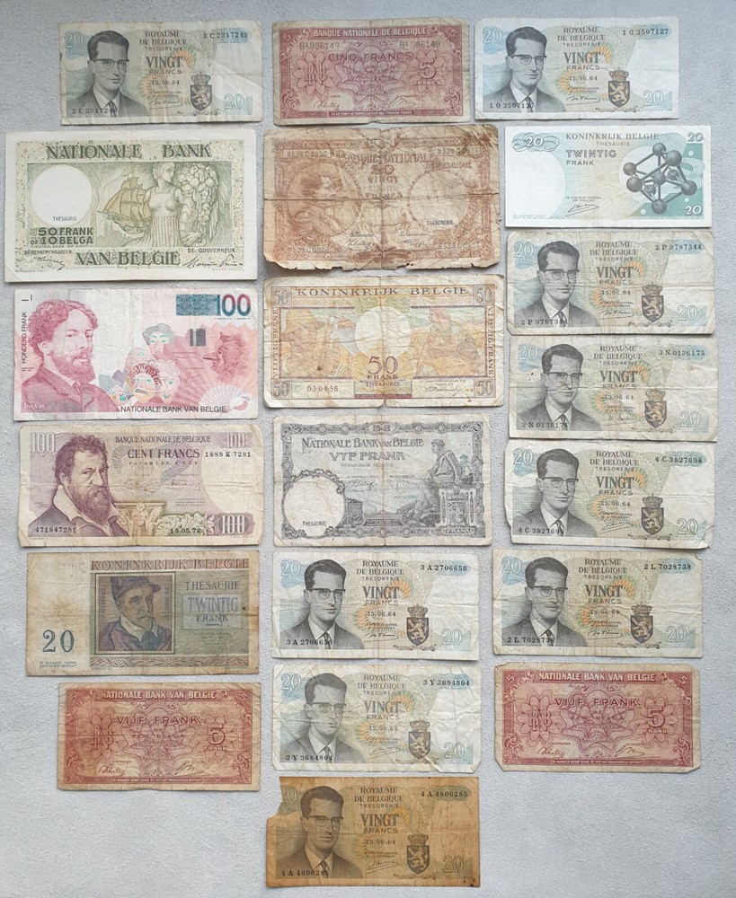Belgium Lot Old Banknotes