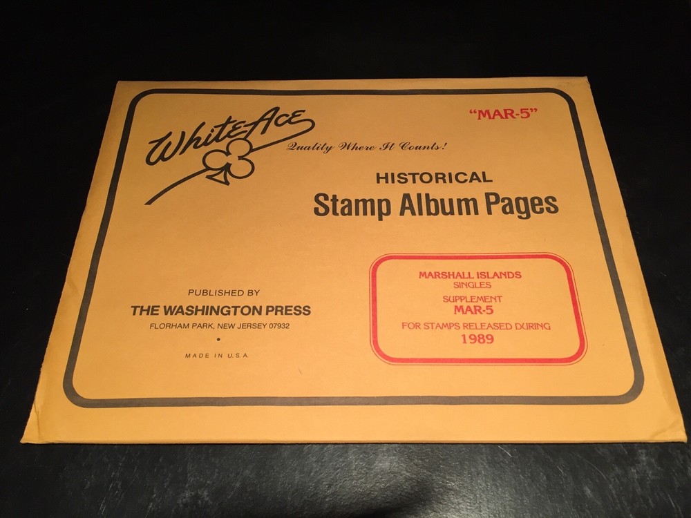 New White Ace Stamp Supplement Pages Marshall Islands MAR-5 -1989