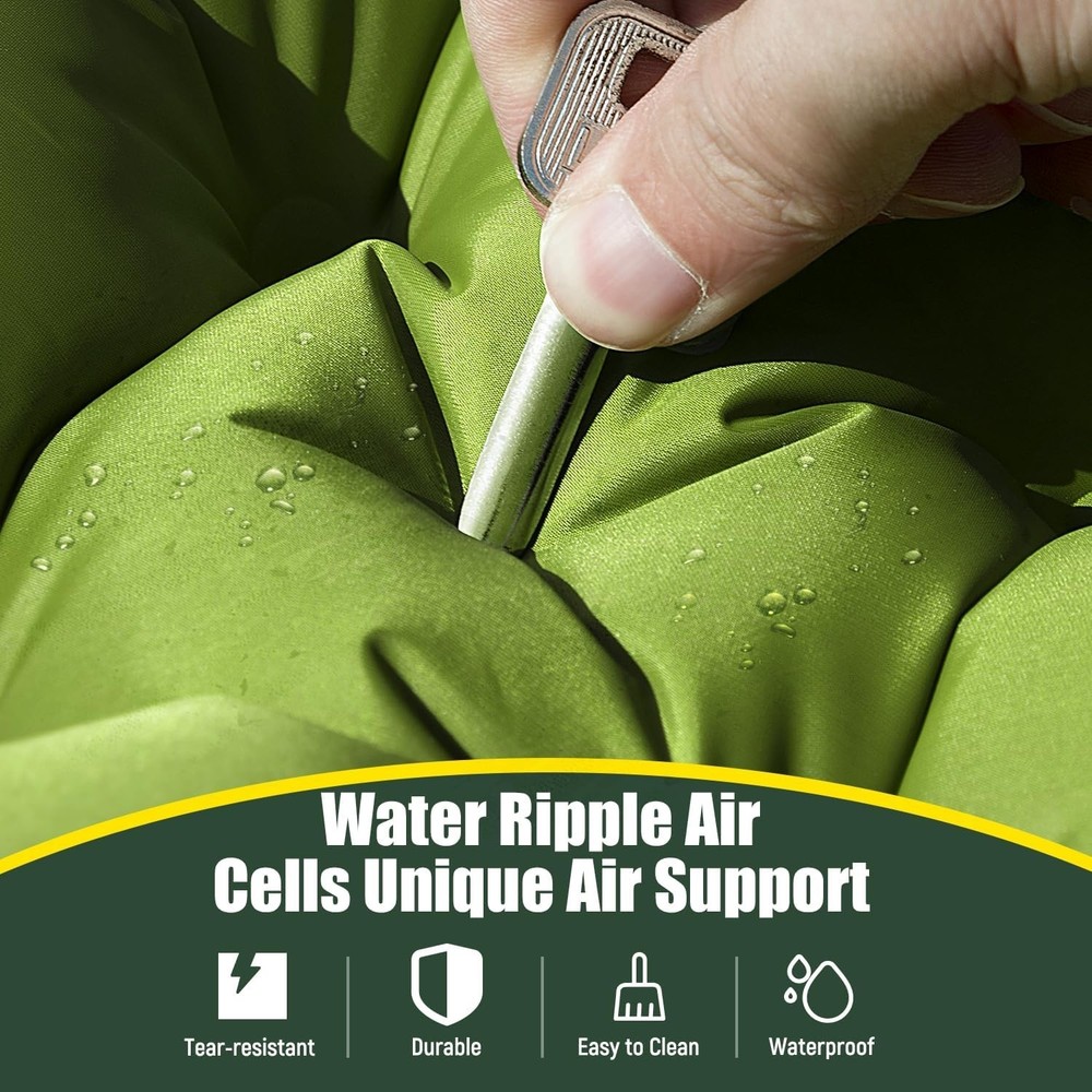 Double Sleeping Pad - Self Inflating 4" Extra-Thick for 2 Person with Pillow ...