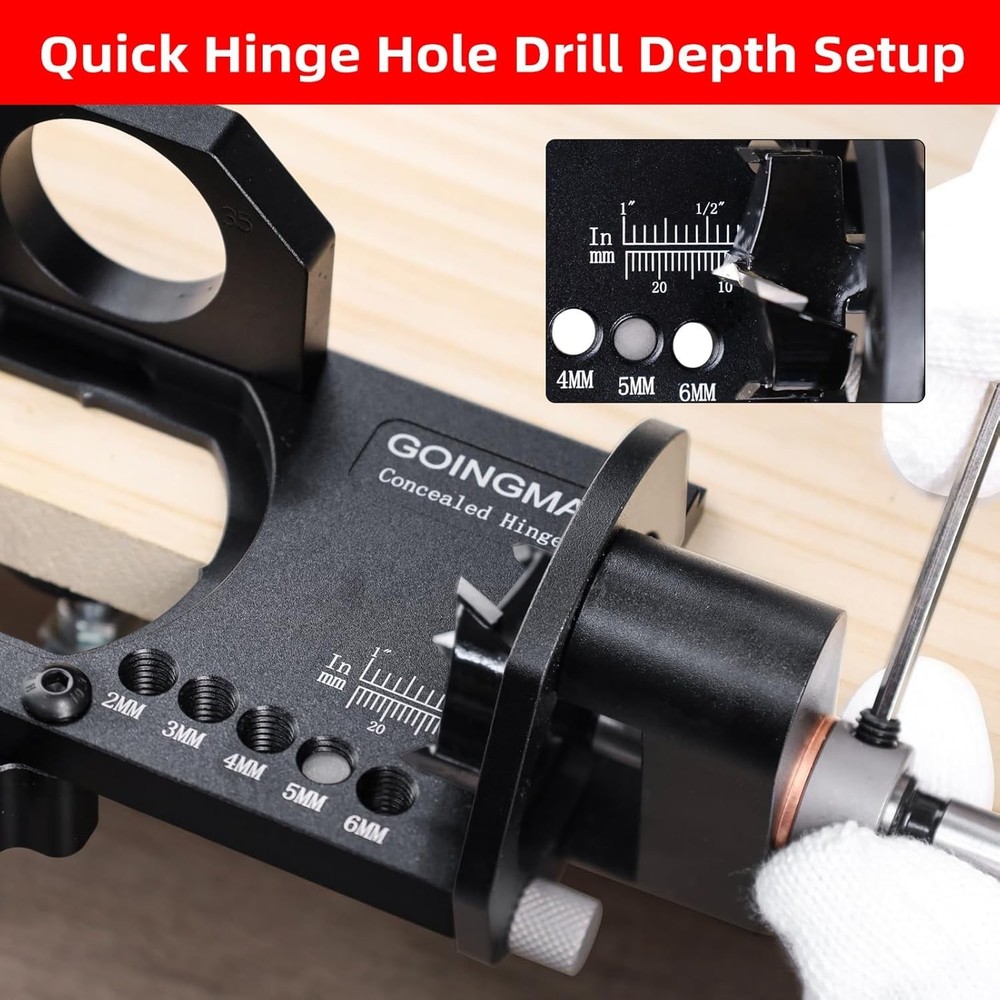GOINGMAKE Metal Concealed Hinge Jig with Quick Clamp and Dust Vacuum Adapter
