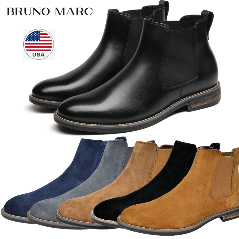 Bruno Marc Men Suede Leather Chelsea Ankle Boots Slip On Casual Dress Shoes
