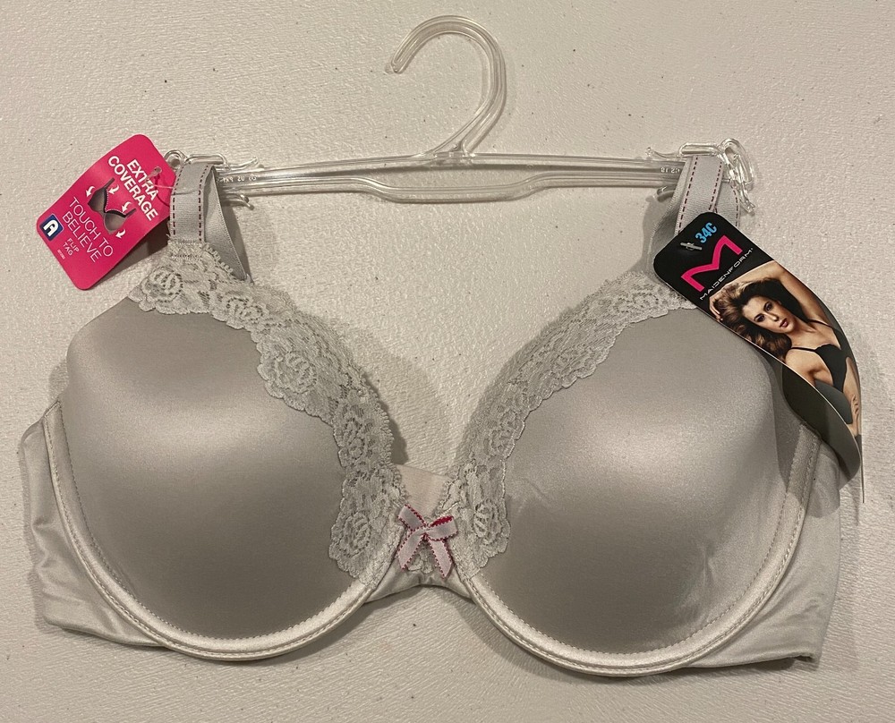 Maidenform Comfort Devotion Extra Coverage Lace Shaping Bra #9404 Gray NWT