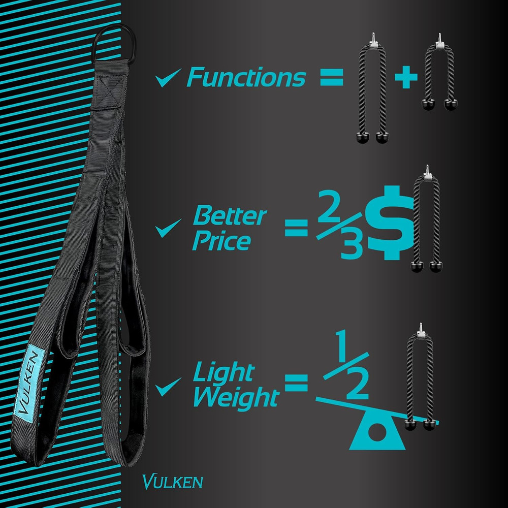 Tricep Rope Cable Attachment. Two Size in One Extra Long Pull down Rope. Triceps