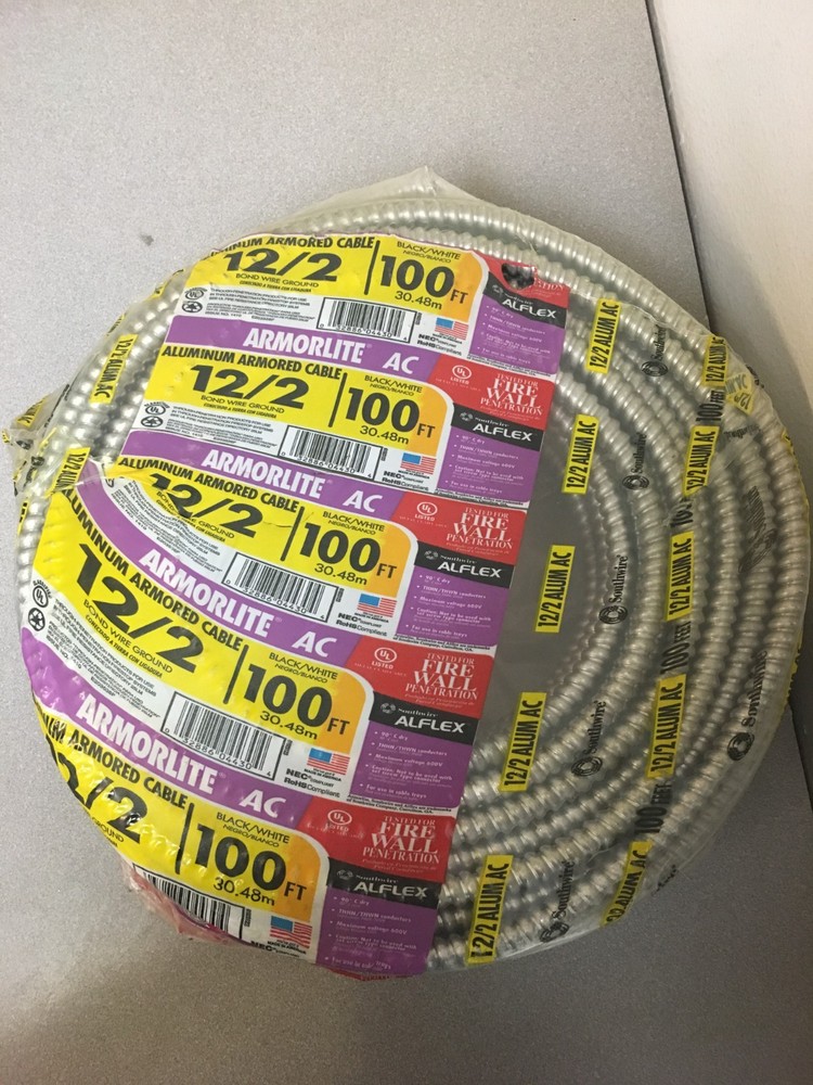 Southwire Armorlite 100 ft. 12/2 Solid THHN Metal Clad Cable