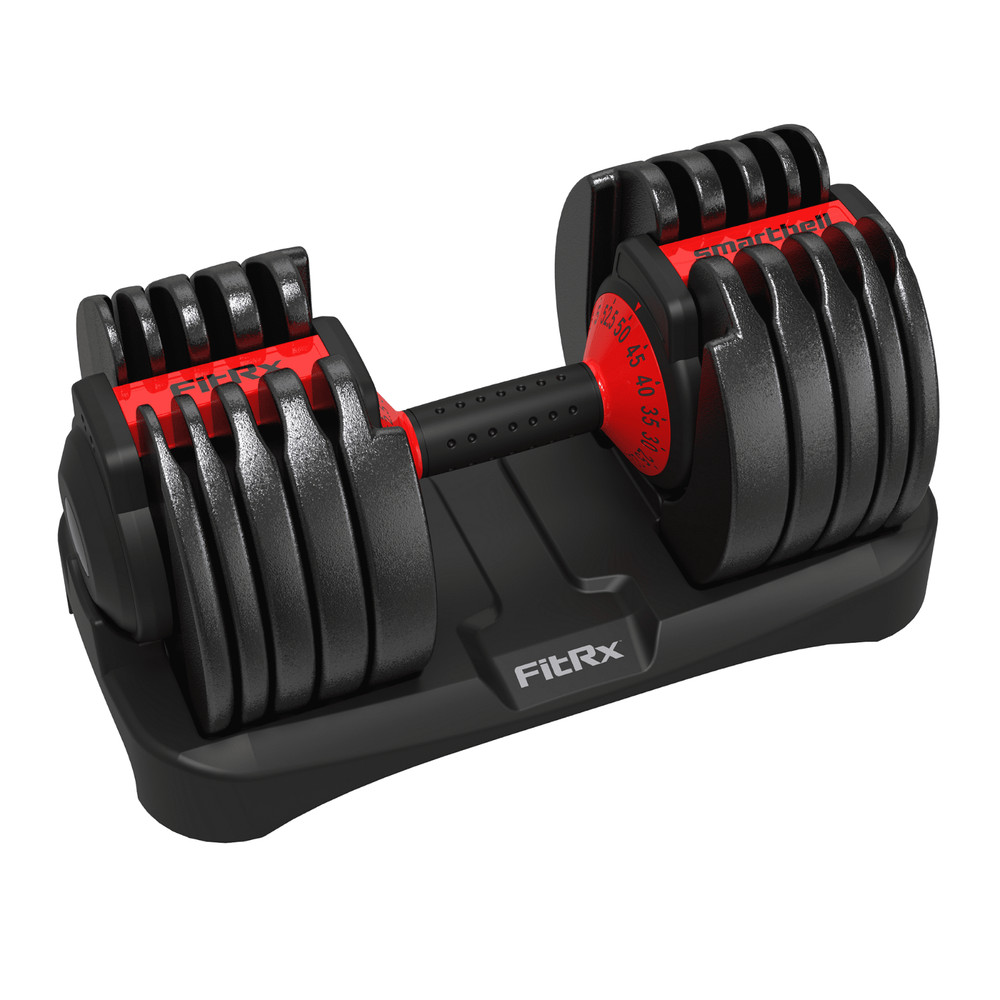 FitRx Adjustable Dumbbells, 52.5lb SmartBell Dumbbell Set Quick-Select Weights