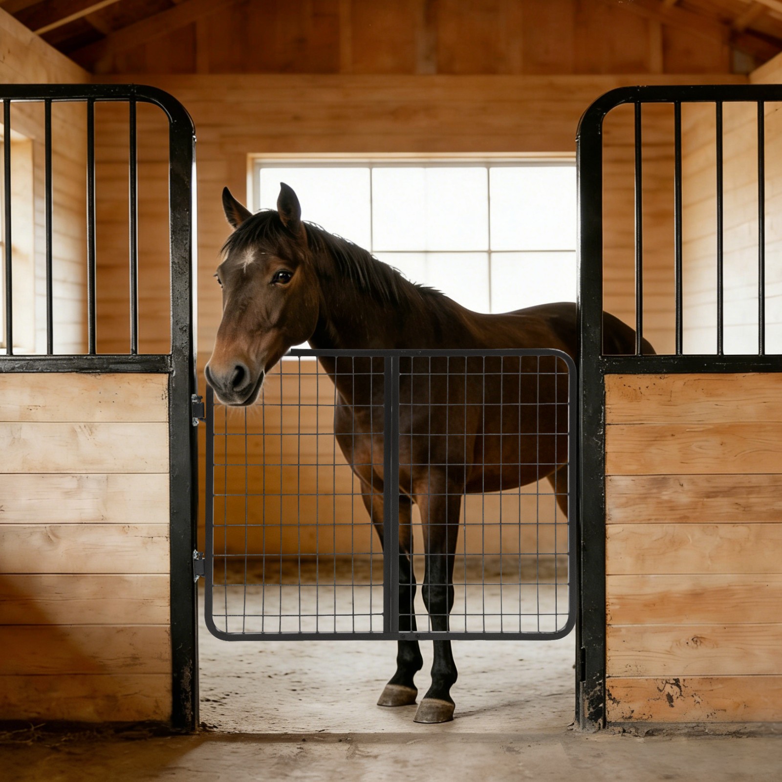 Straight 48" W Horse Stall Gate for Horse Barn Farms Livestock Heavy Duty Steel