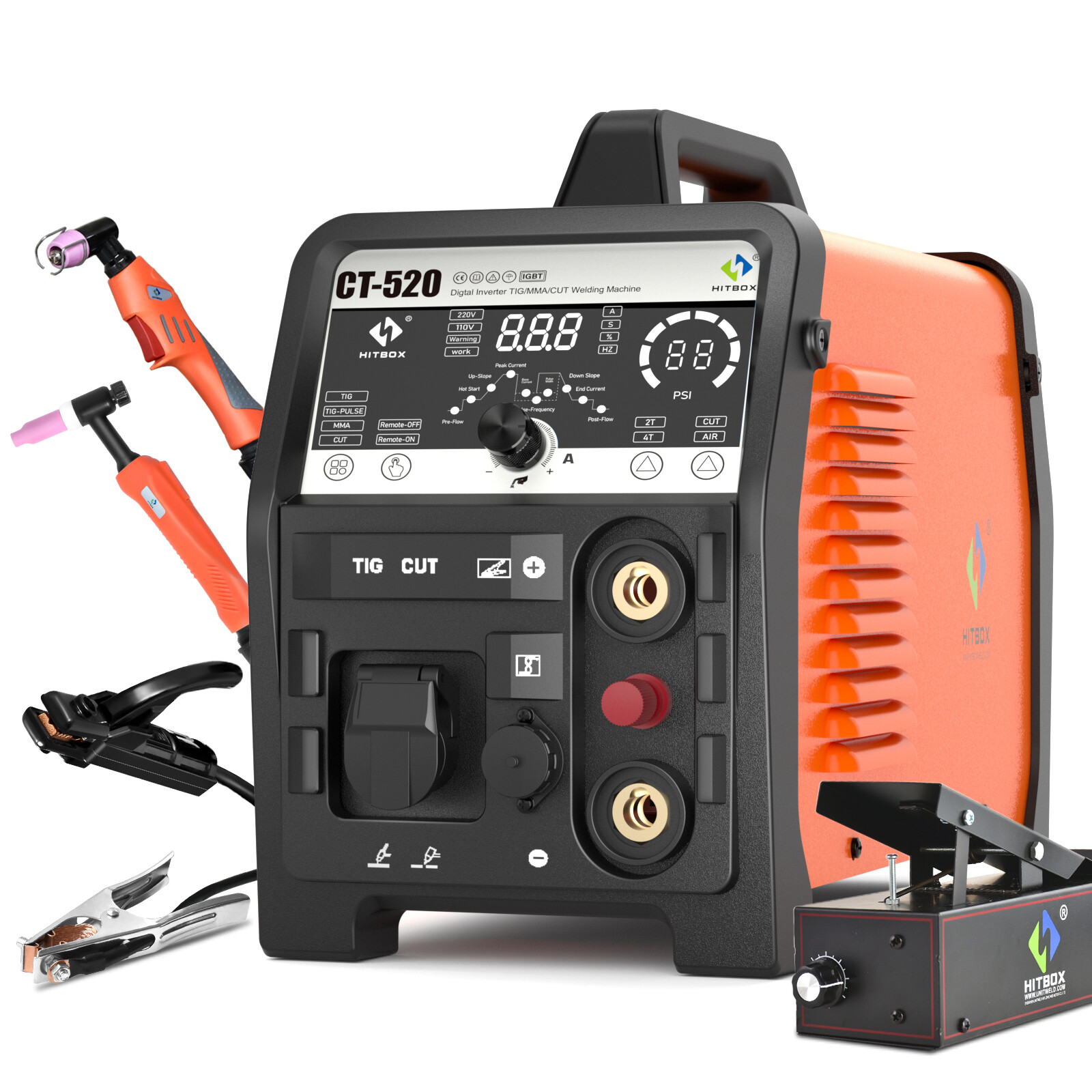 50A 20mm Non-touch Air Plasma Cutter 200A TIG/MMA/Pulse TIG Welder & foot pedal