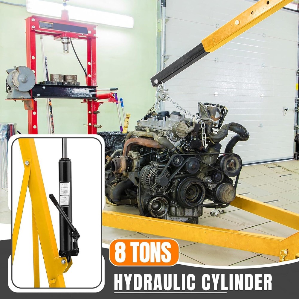 Hydraulic EngineHoist with Lever 2Ton/4400LBS Foldable Engine Crane&Engine Hoist