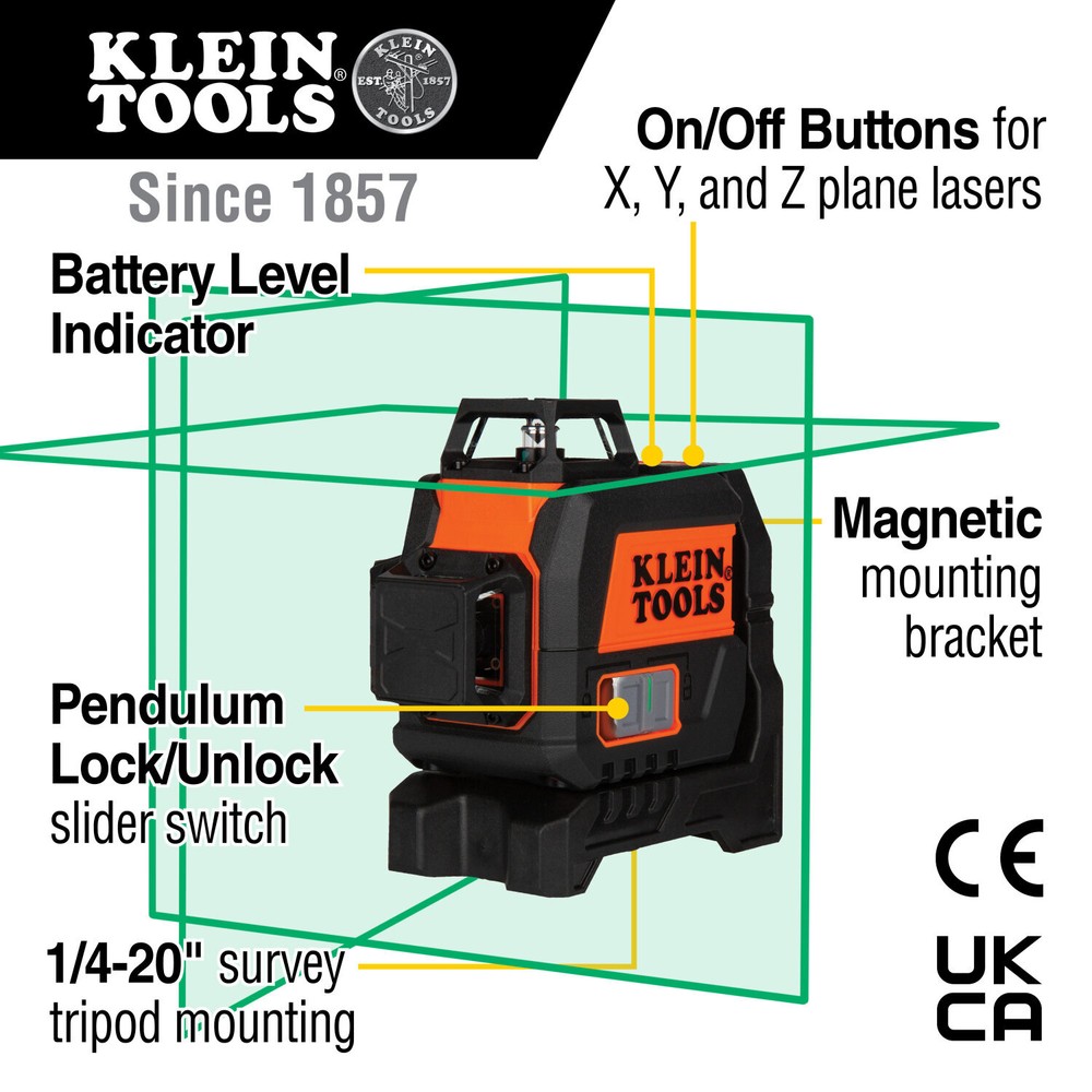 Klein Tools 93CPLG Compact Green Planar Self-Leveling Laser Level, 360-Degree