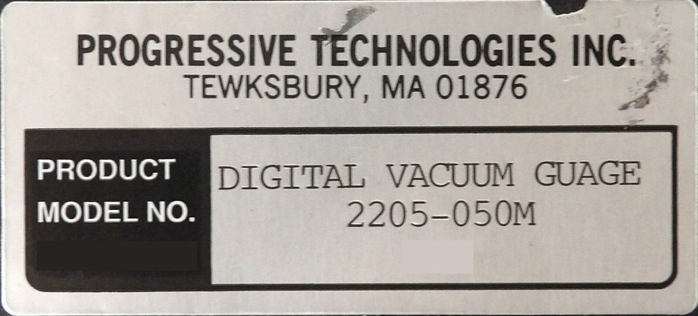 Progressive Technologies 2205-050M Digital Vacuum Guage Working Surplus