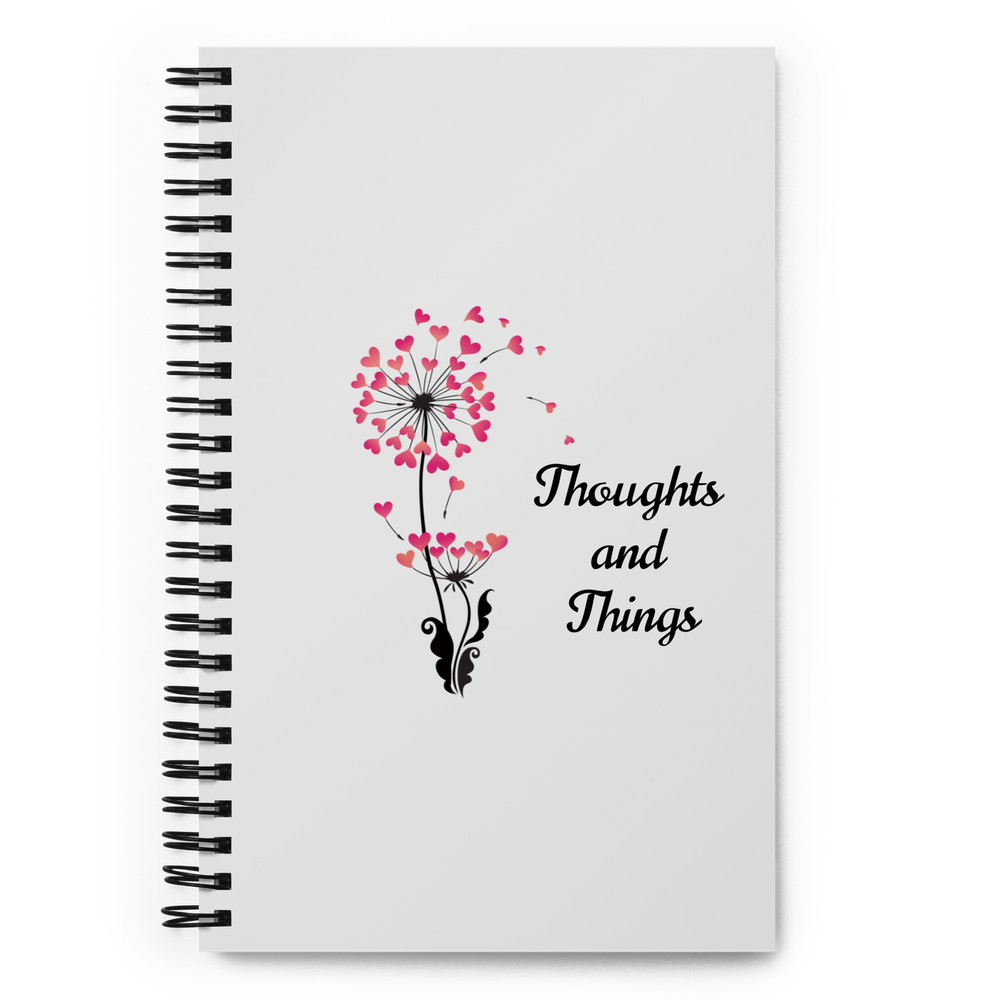 Thoughts and Things Floral Spiral Notebook Journal Diary 140 Dotted Pages Silver