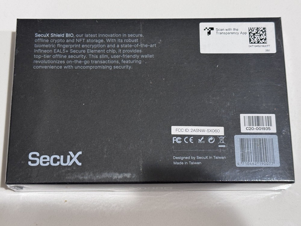 Secux Shield BIO Biometric Authentication Card Crypto Wallet Bitcoin Ethereum