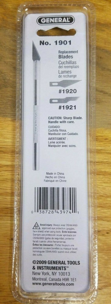 GENERAL TOOLS #1901 LIGHT DUTY PRECISION HOBBY KNIFE