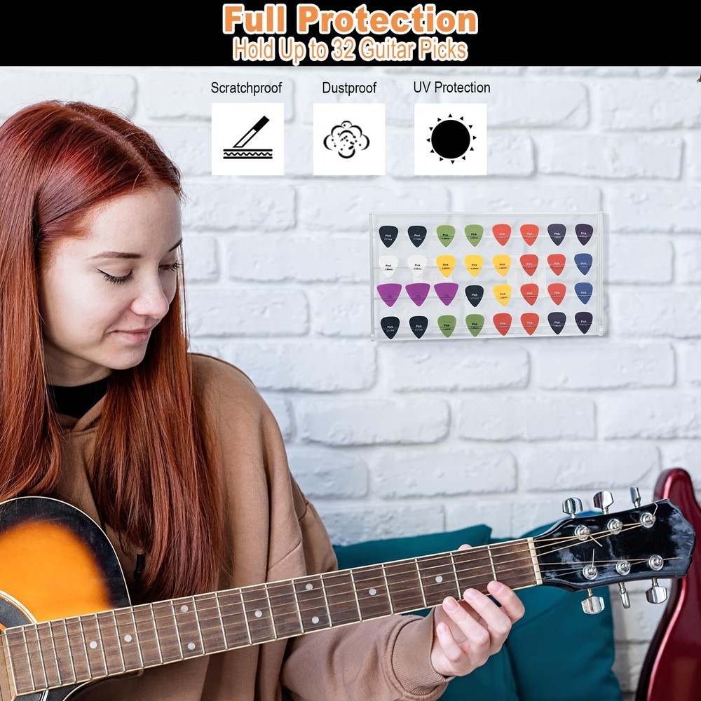 TXEsign Guitar Pick Wall Mount Display Case for Picks Storage and Display, Gu...
