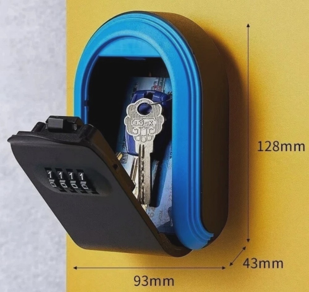 4-digit Combination Password ABS Plastic Key Box Keys Storage Blue Key Safe