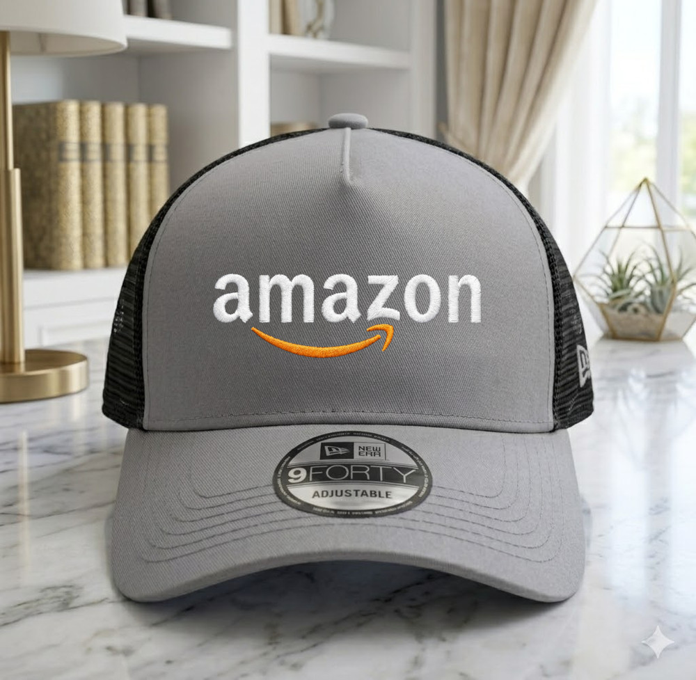 Amazon Logo Embroidered Trucker Hat Snapback Adjustable Baseball Cap Mesh