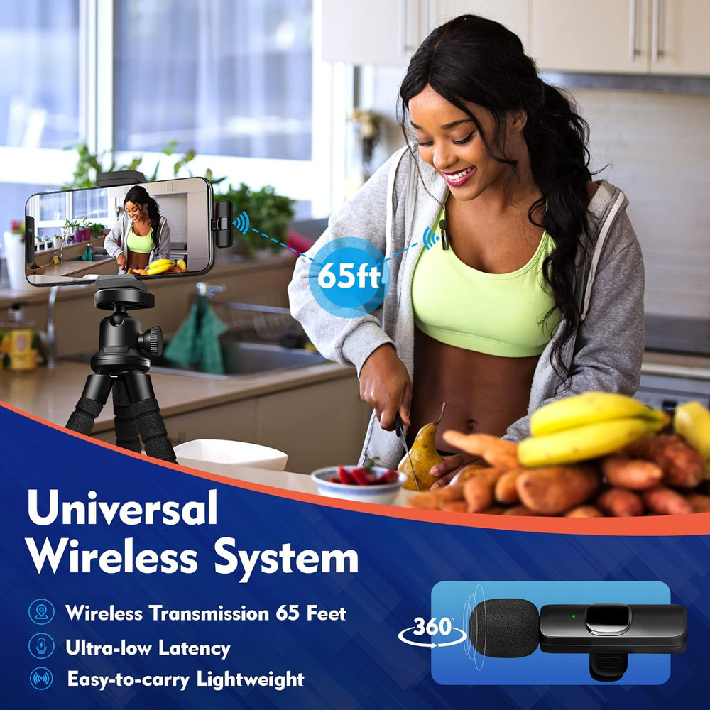 New Mini Wireless Microphone for Iphone Ipad Android,Lavalier Microphone for Vid