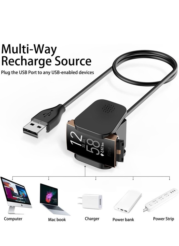 Meliya Fitbit Charge 3/4 Charger Cable - 3.1ft USB Dock Replacement