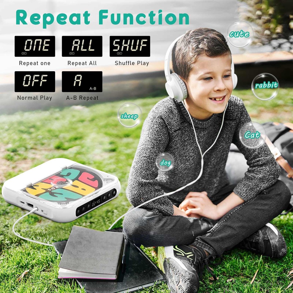 1PC Versatile CD Player 5V2A BT 5.3 CD/CD-R/CD-RW/MP3/WAV Essential For Learning