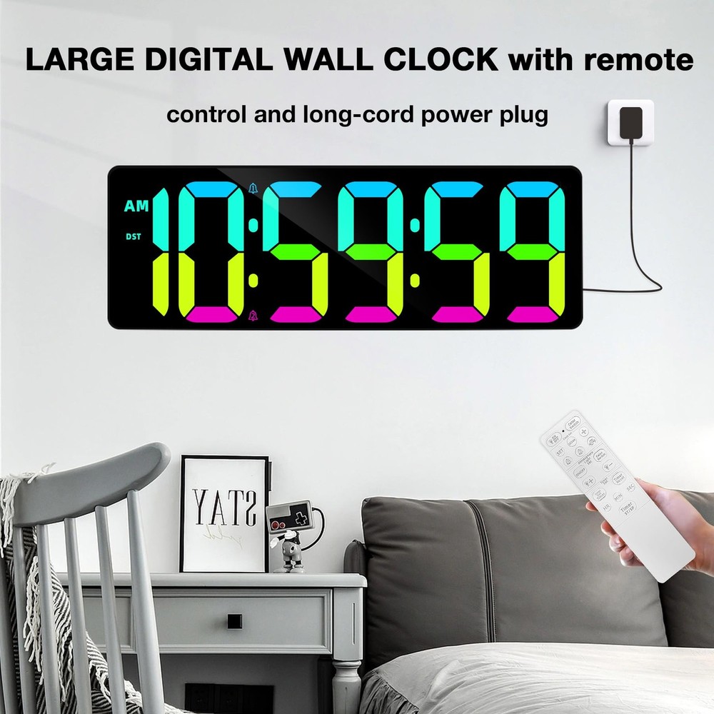 17.2" Large Digital Timer Wall Clock with Remote Control, Count Down Up Digit...