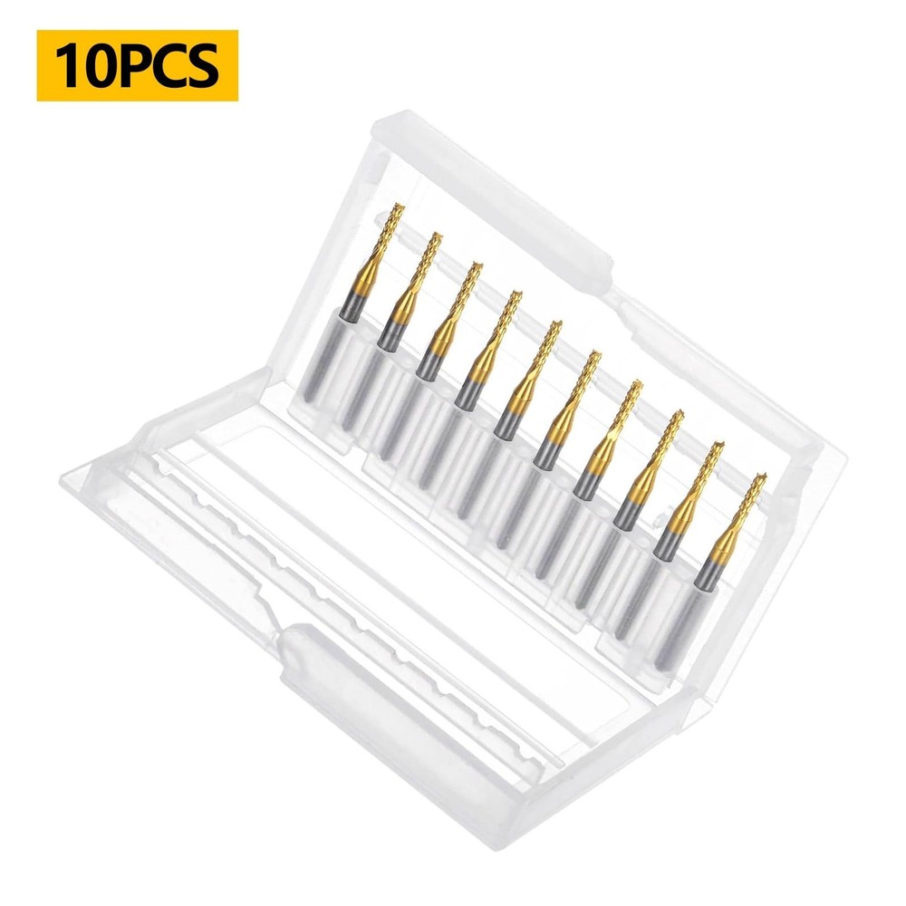 Tools 10Pcs 1.8mm TiN Coating Solid Carbide End Mill Engraving Milling Cutter...