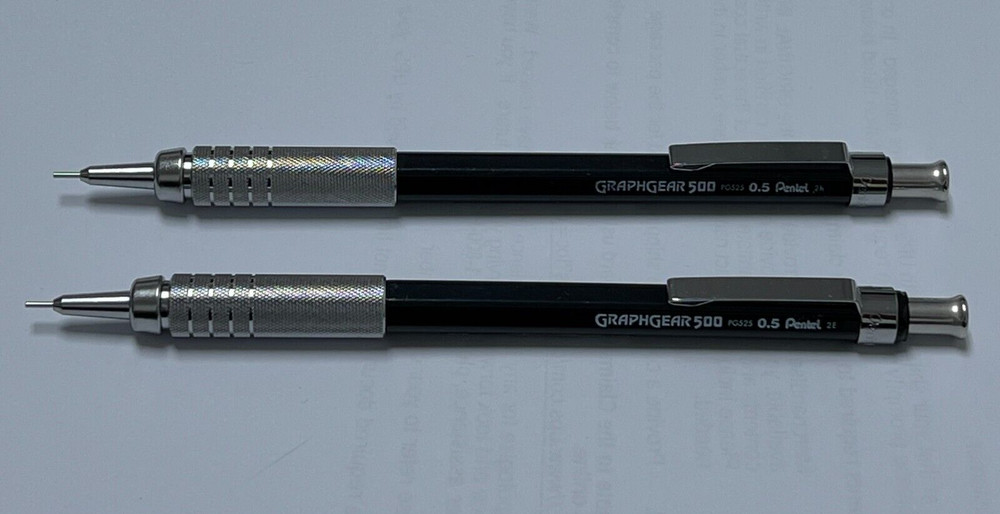 Set of 2 Pentel GraphGear 500 Automatic Drafting Pencil Black (PG525A)