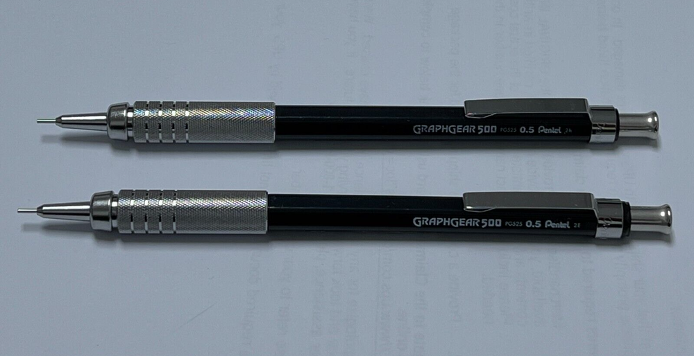 Set of 2 Pentel GraphGear 500 Automatic Drafting Pencil Black (PG525A)