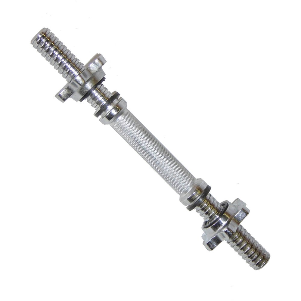 Standard 14" Dumbbell Handle Weight Bar with Collars-, Single, Silve
