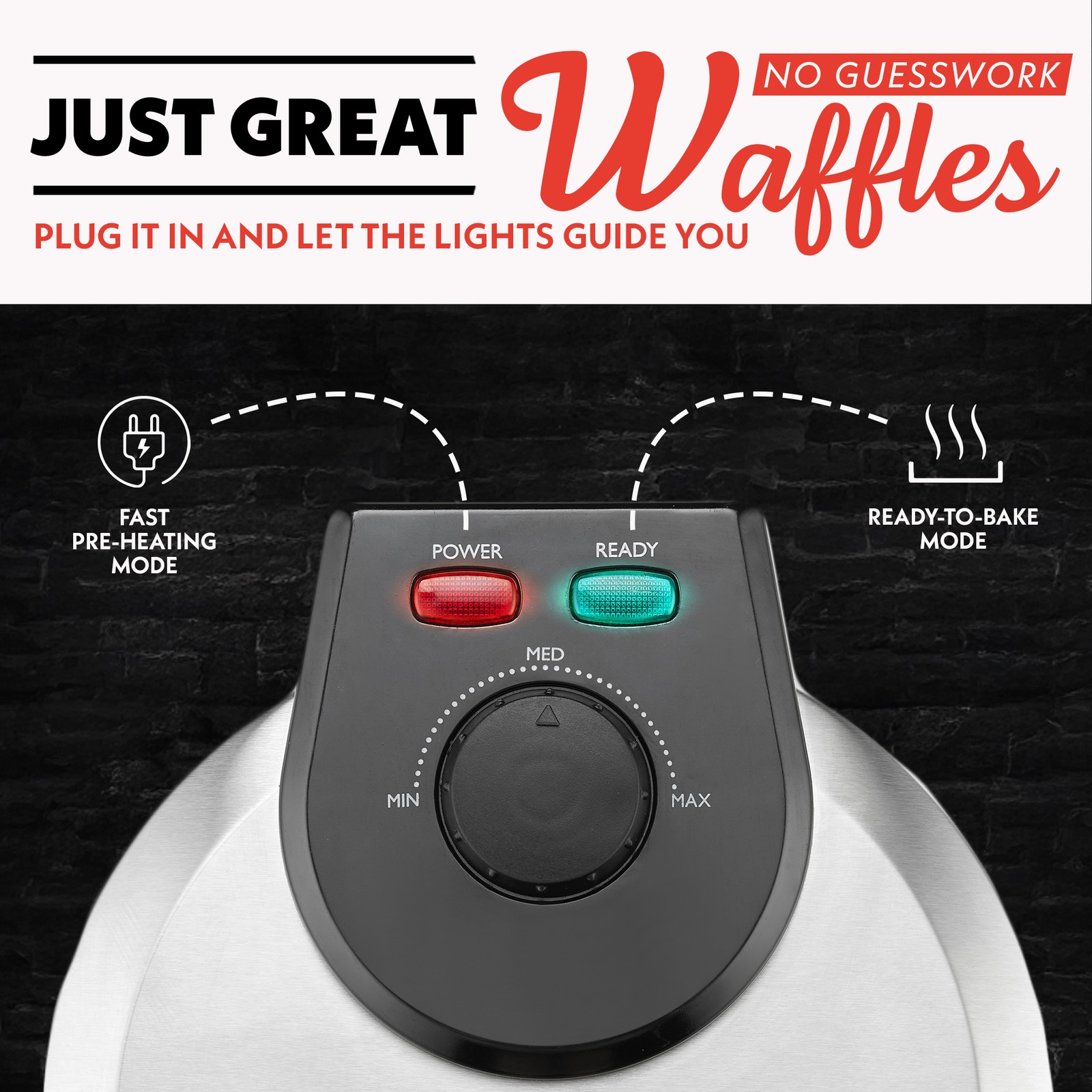 Gourmia Belgian Waffle Maker Ceramic Nonstick and Adjustable Browning