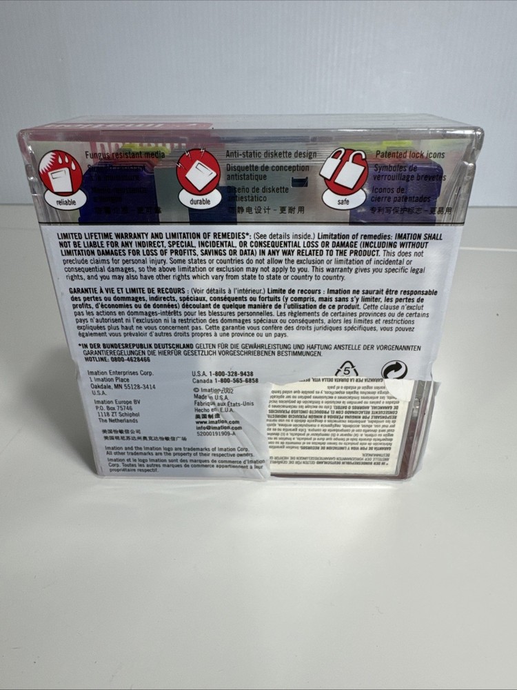 Imation Neon 3.5” Floppy Diskettes 10 Pack 2HD 1.44MB IBM NOS