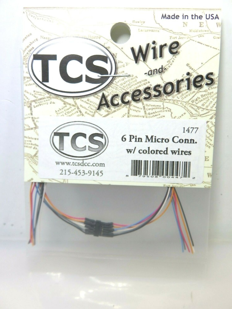Train Control Systems TCS #1477 6-Pin Micro Connector colored wires