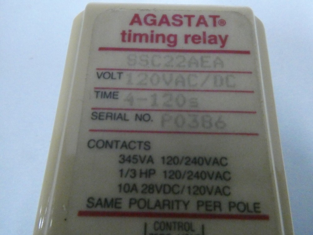 Agastat SSC22AEA Time Delay Relay 4-120sec 120v-ac