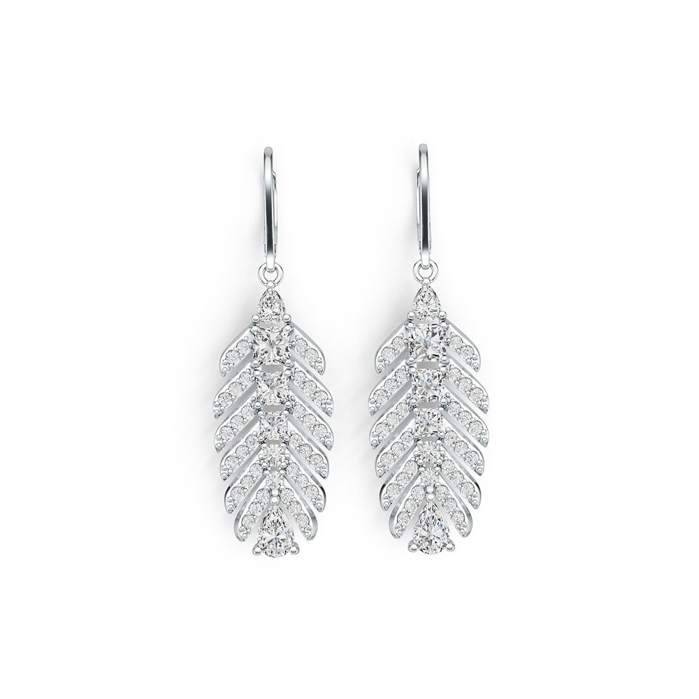 Sterling Silver Semi Mount Earrings Setting Pear PE 6X4mm Feather Theme