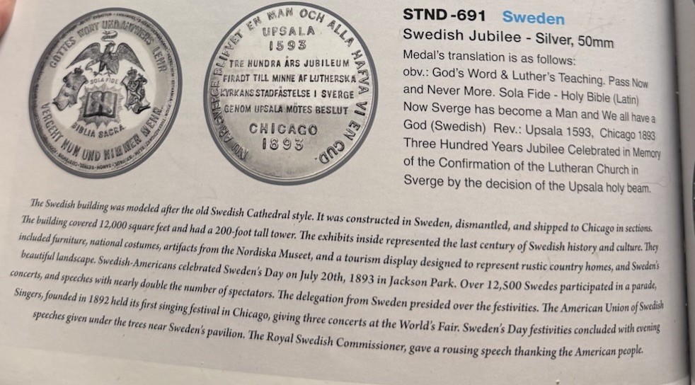 1893-Chicago Columbian Expo-Sweden Jubilee Medal-PCGS MS 63-TOP POP-Rare